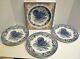BRAND NEW Myott Factory Queen's Blue Thanksgiving Turkey Set of 4 Dinner Plates