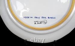 B. Brolli For Biordi Italy Pottery Blue Carnation 2Pc Vintage 11 Dinner Plates
