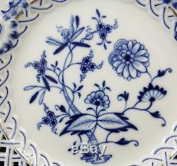 Beautiful Antique Meissen Reticulated Blue & White Onion Plate #2