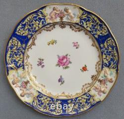 Beautiful Capo di Monte Dinner Plate Cobalt Blue With Gold Cherubs 1818 Italy