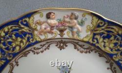 Beautiful Capo di Monte Dinner Plate Cobalt Blue With Gold Cherubs 1818 Italy