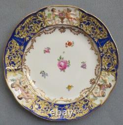Beautiful Capo di Monte Dinner Plate Cobalt Blue With Gold Cherubs 1818 Italy