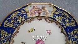 Beautiful Capo di Monte Dinner Plate Cobalt Blue With Gold Cherubs 1818 Italy