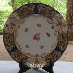 Beautiful Capo di Monte Dinner Plate Cobalt Blue With Gold Cherubs 1818 Italy