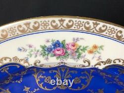 Beautiful Set Of 9 Schlaggenwald Czechoslovakia 10&3/4 Dinner Plates Blue Gold