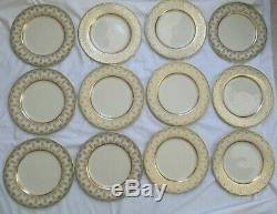 Beautiful Vintage Lenox Blue/green Gold Floral P483-247 Dinner Plate Set Of 12