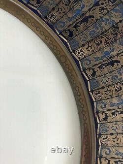 Bernardaud Eventail Platine Bleu 10.5 Dinner Plate new with tags