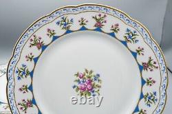 Bernardaud Limoges Chateaubriand Blue Dinner Plates 10 1/4 Set of 8 FREE SHIP