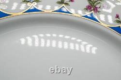 Bernardaud Limoges Chateaubriand Blue Dinner Plates 10 1/4 Set of 8 FREE SHIP