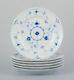 Bing & Grøndahl Blue Fluted. Set of six dinner plates in porcelain. Ca. 1930s