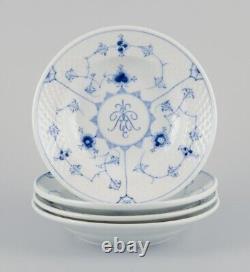 Bing & Grøndahl. Four Blue Fluted deep plates in hotel/restaurant porcelain
