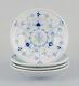 Bing & Grøndahl. Four Blue Fluted deep plates in hotel/restaurant porcelain