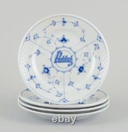 Bing & Grøndahl. Four Blue Fluted dinner plates in hotel/restaurant porcelain