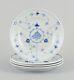 Bing & Grondahl. Five Blue Fluted dinner plates in hotel/restaurant porcelain