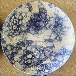 Blue Bubble Glaze Round Plates/Serveware 10.75 Set 4 Banquet Porcelain Rare