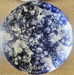 Blue Bubble Glaze Round Plates/Serveware 10.75 Set 4 Banquet Porcelain Rare