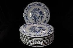 Blue Danube Blue Onion Scalloped Rim 9 Dinner Plates 10 3/8 Banner Mark