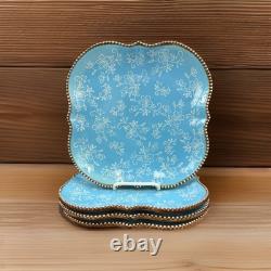 Blue Floral Lace Dinner Plate Tara Temp-Tations Square 10.5 Set of 4