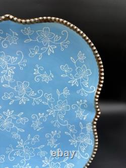 Blue Floral Lace Dinner Plate Tara Temp-Tations Square 10.5 Set of 4