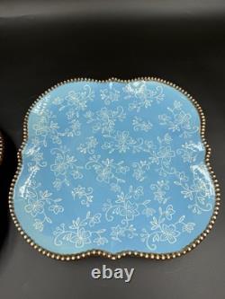 Blue Floral Lace Dinner Plate Tara Temp-Tations Square 10.5 Set of 4
