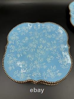 Blue Floral Lace Dinner Plate Tara Temp-Tations Square 10.5 Set of 4
