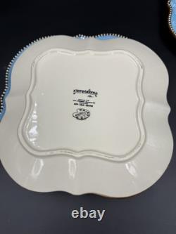 Blue Floral Lace Dinner Plate Tara Temp-Tations Square 10.5 Set of 4