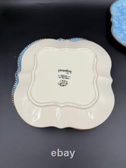 Blue Floral Lace Dinner Plate Tara Temp-Tations Square 10.5 Set of 4