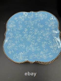 Blue Floral Lace Dinner Plate Tara Temp-Tations Square 10.5 Set of 4