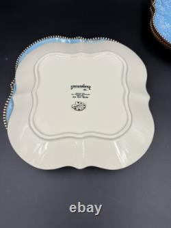 Blue Floral Lace Dinner Plate Tara Temp-Tations Square 10.5 Set of 4