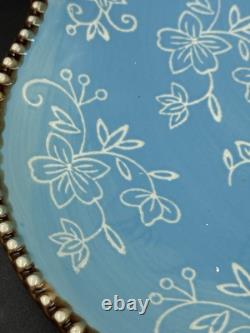 Blue Floral Lace Dinner Plate Tara Temp-Tations Square 10.5 Set of 4