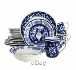 Blue Garden 16 Piece Hand Painted Stoneware Dinnerware Set by Euro Ceramica
