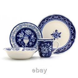Blue Garden 16 Piece Hand-painted Dinnerware Set