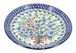 Blue Rose Polish Pottery Day Lily Bouquet Dinner Plate