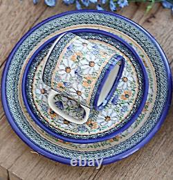 Blue Rose Polish Pottery Enchanted Garden Dinner Plate