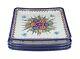 Blue Rose Polish Pottery Floral Butterfly Square Dinner Plate Set