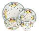 Blue Rose Polish Pottery Majestic Pansy 4 Piece Place Setting Service for 1