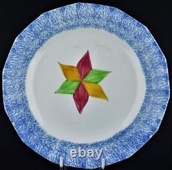Blue Spatterware Plate 19th C. Star Decoration-9 1/4 Spatterware Plate