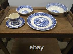 Blue Willow Ceramic Dinner Set Blue White Plates Bowls Cups Saucers Made in USA