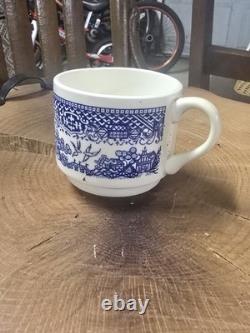 Blue Willow Ceramic Dinner Set Blue White Plates Bowls Cups Saucers Made in USA