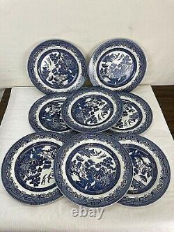 Blue Willow Dinner Plates Churchill Staffordshire England 10 Set of 8