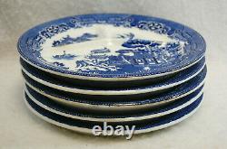 Blue Willow Divided Grill Plates August Hashagen NY Made England Lot of 5 S9662