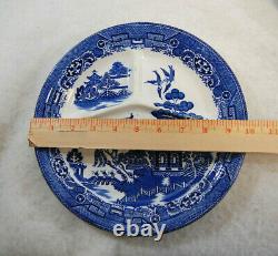 Blue Willow Divided Grill Plates August Hashagen NY Made England Lot of 5 S9662