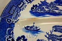 Blue Willow Divided Grill Plates August Hashagen NY Made England Lot of 5 S9662