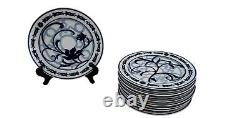 Bombay Windsor Dinner Plates Set of 10 Blue & White Geometric Abstract design