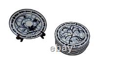 Bombay Windsor Dinner Plates Set of 10 Blue & White Geometric Abstract design