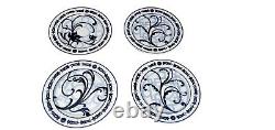 Bombay Windsor Dinner Plates Set of 10 Blue & White Geometric Abstract design