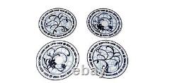 Bombay Windsor Dinner Plates Set of 10 Blue & White Geometric Abstract design