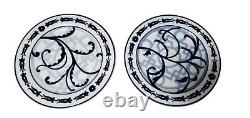 Bombay Windsor Dinner Plates Set of 10 Blue & White Geometric Abstract design