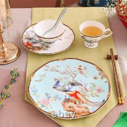 Bone China Dinnerware Set Porcelain Dinnerware Set for 4, Vintage Floral Dinne