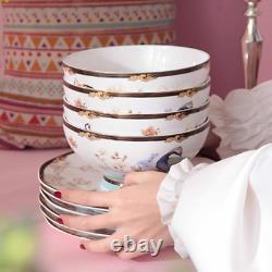 Bone China Dinnerware Set Porcelain Dinnerware Set for 4, Vintage Floral Dinne